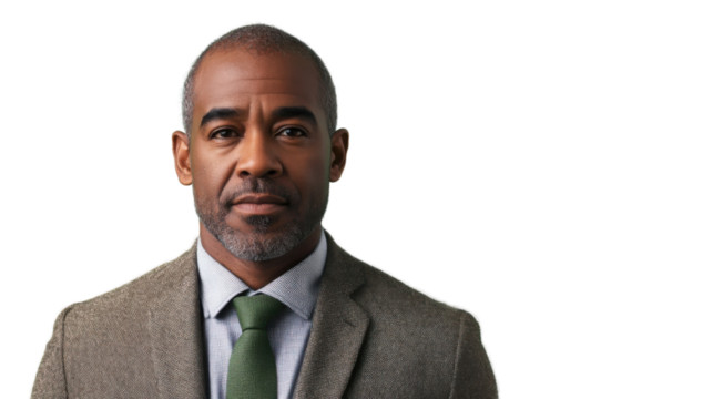 Confident businessman posing with transparent background