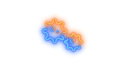 Neon viruses icon blue brown color glowing with transparent background