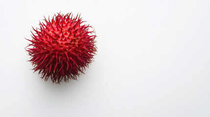 Single Rambutan Fruit on White Background