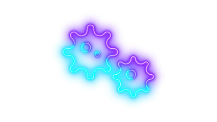 Neon viruses icon cyan purple color glowing with transparent background