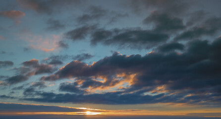 Sky Overlay. Beautiful bright sky with fluffy clouds. Nature sky