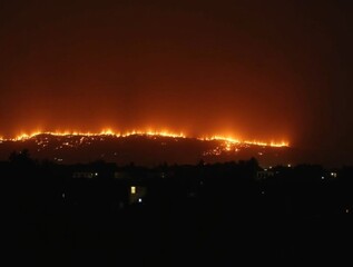 Nighttime Inferno on the Hillside