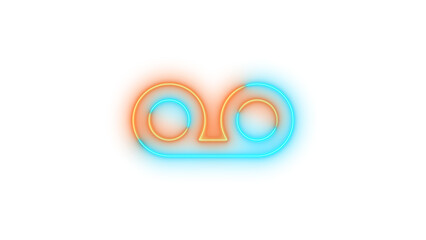 Fototapeta premium Neon voicemail icon brown cyan color glowing with transparent background