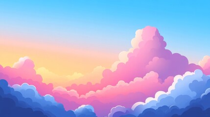 Fototapeta premium Pastel Pink Blue Cloudscape Sunset Sky