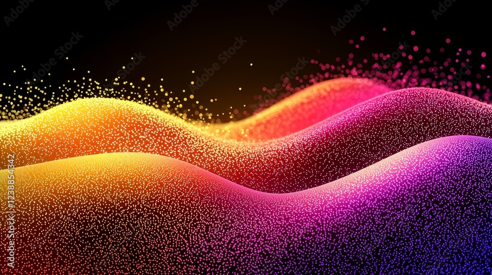 Poster vibrant rhythmic patterns entwining and flowing through data representation