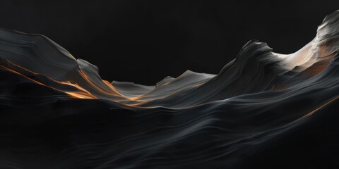 A dramatic and atmospheric canyon view against a pure black background, Bold contrasts and emotional depth, Canyon view minimalist style