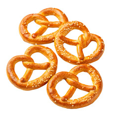Freshly Baked Soft Pretzels with Sesame Seeds on a Transparent Background