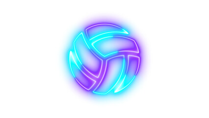 Neon volleyball icon cyan purple color glowing with transparent background