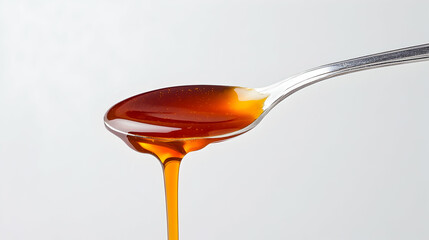 Honey flowing from spoon, studio shot, white background, food photography, recipe ingredient