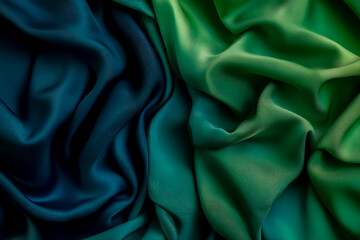 Obraz premium Abstract gradient background with green and blue colors, texture of dark fabric