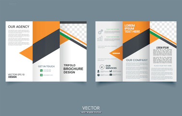 Business trifold leaflet brochure template design,Professional business three fold flyer template, Abstract trifold brochure template,Creative business square trifold brochure template design