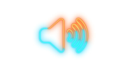 Neon volume-high icon brown cyan color glowing with transparent background
