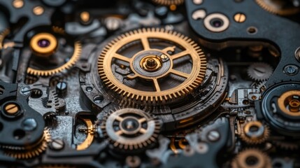 Close-up of intricate clockwork gears.
