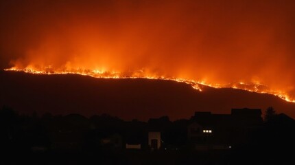 Fototapeta premium Nighttime Inferno on the Hillside