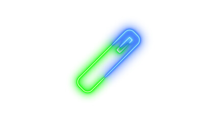 Obraz premium Neon wand magic icon blue green color glowing with transparent background