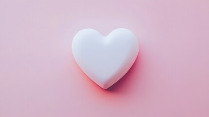 Fototapeta premium Soft White Heart Shape on Light Pink Background for Valentine’s Day