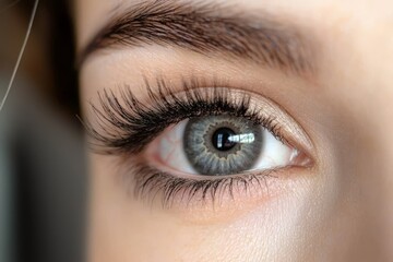 Obraz premium Detailed View of Eyelash Extension Application