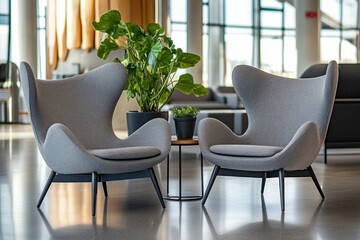 Fototapeta premium Modern Lounge Chairs in a Bright Interior