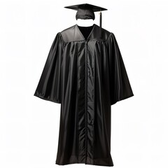 Cap and gown for graduation, isolated against a vibrant background, Generative AI.