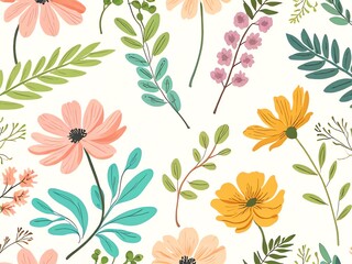 Floral Delight: A Springtime Bouquet of Delicate Blooms and Lush Greenery