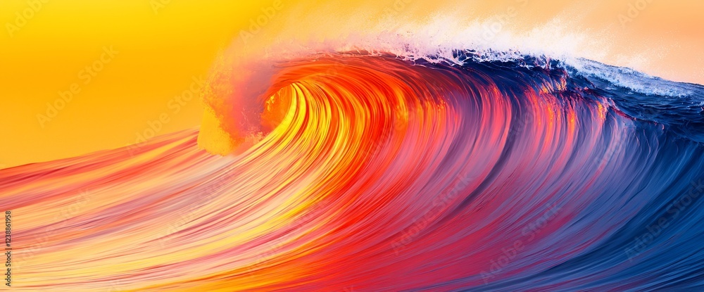 Canvas Prints Vibrant ocean wave sunset; colorful abstract art