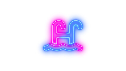 Neon water ladder icon blue pink color glowing with transparent background