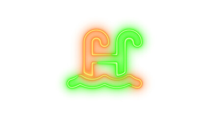 Neon water ladder icon brown green color glowing with transparent background
