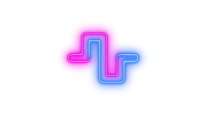Neon wave square sign icon blue pink color glowing with transparent background