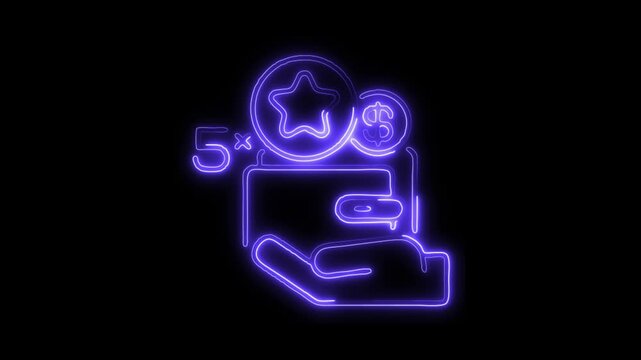 Glowing neon Bonus icon isolated on black background. HD Video motion graphic animation