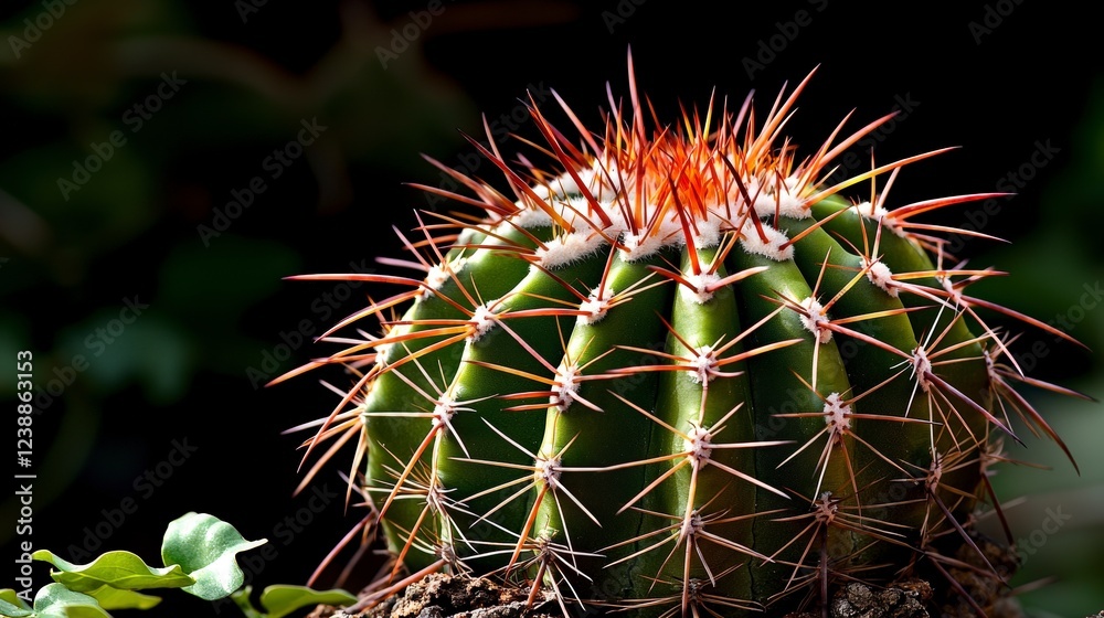 Aufkleber extreme macro photography of barrel cactus spine array desert environment nature close-up artistic p