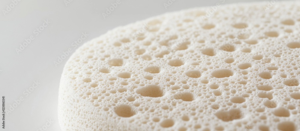 Poster close-up view of a natural sea sponge with visible porous texture on a light background for abstract