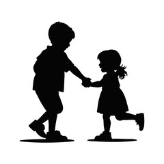 Silhouette of kids happy children's day