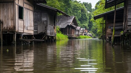 Obraz premium Tranquil waterway scene chai nat thailand nature photography lush green environment serene viewpoint nostalgic concept