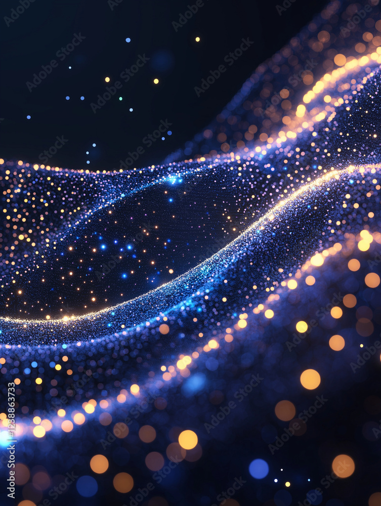 Wall mural celestial wave: abstract rendering of a shimmering, celestial wave composed of countless sparkling p