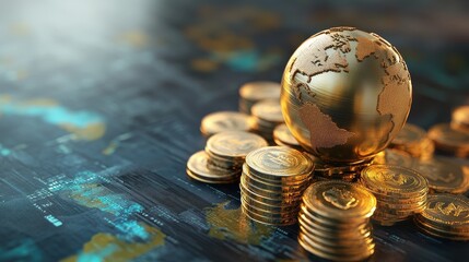 Global investments, interconnected economy concept, 3D illustration. 