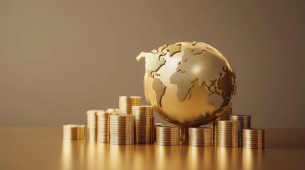 Global investments, interconnected economy concept, 3D illustration. 