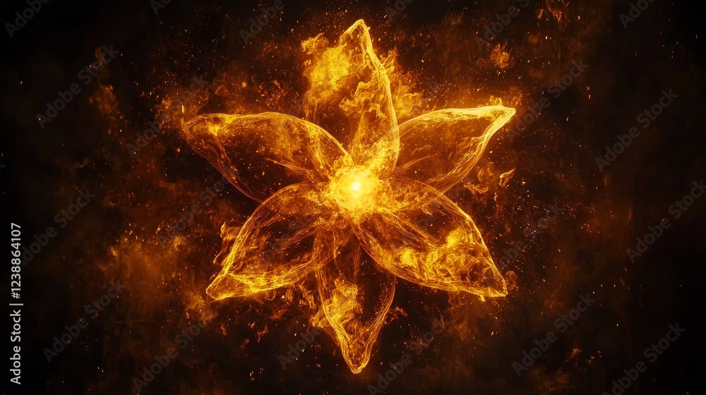 Poster vivid representation of atomic structure in fiery and dynamic visualization