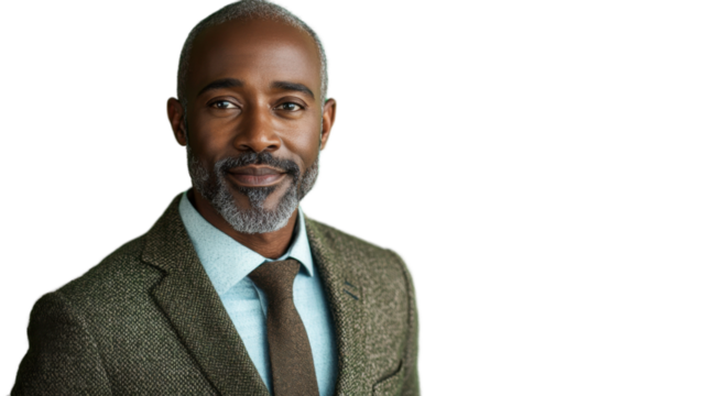 Confident businessman smiling with transparent background