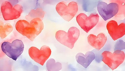 Watercolor Hearts Romantic Pastel Background Design