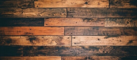Naklejka premium Wooden Plank Wall Texture with Varied Brown Tones for Background or Design Use Copy Space