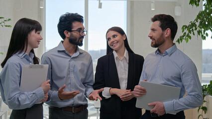 Successful business team portrait diverse office co-workers multiracial colleagues group of...
