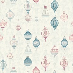 Pastel Christmas Ornaments Seamless Pattern A Vintage Holiday Background
