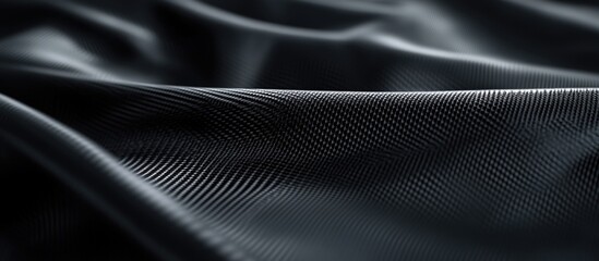 Naklejka premium Black textured fabric surface with detailed folds and smooth pattern suitable for background use or design projects with Copy Space.