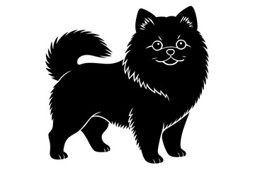 Jiffpom Silhouette Illustration - White Isolated Dog Vector Art (SVG, PNG, EPS, AI, PSD