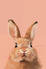 Obraz premium Portrait of a furry cute rabbit looking at the camera. Good for frame art, poster, greeting cards. Ai generated