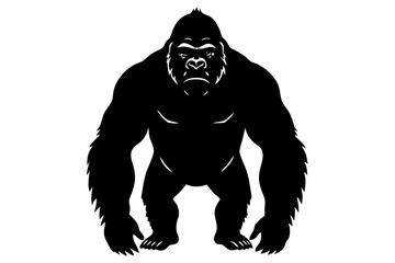 High-Quality Harambe Silhouette Illustration in SVG, PNG, EPS, AI, PSD Formats - Isolated on White Background