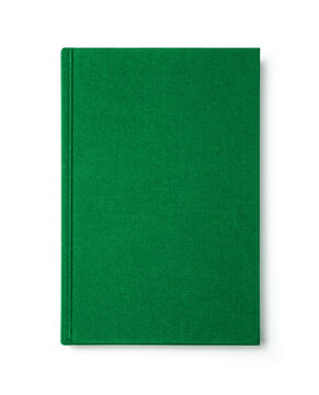 Green book with blank cover isolated