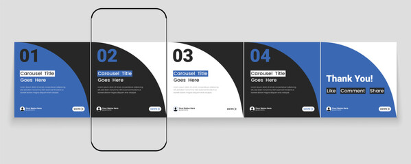 Digital marketing carousel banner template for Instagram post or LinkedIn marketing post template © Tarek Digital