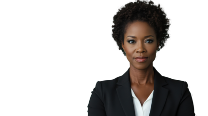 Confident businesswoman posing with transparent background