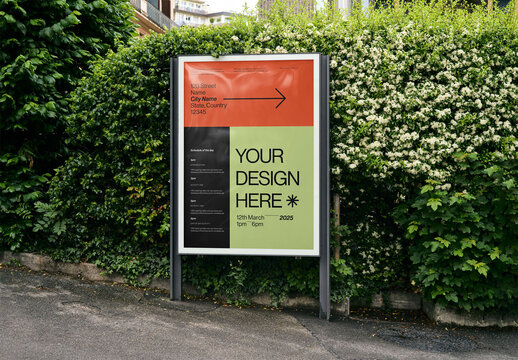 Mockup Of Customizable Vertical Sign